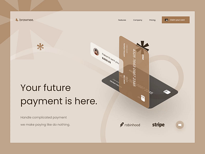 brownee. - E-Banking Header brown credit card crypto e-banking e-wallet finance finances financial investing investment landing landing page mobile mobile app money payment wallet web web design website