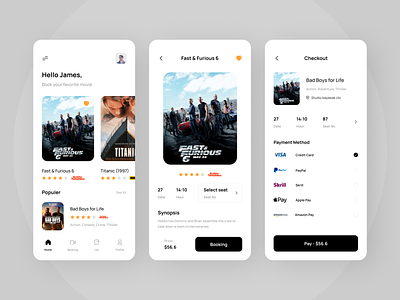 Cinema Ticket App app design booking booking app cinema app dashboard minimalist mobile mobile app mobile design movie app movie cinema ticket app