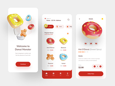 Food App 🍩🍔 3d 3d illustration app burger card delivery app food food app food icon icon 3d icon 3d design menu mobile mobile app onboarding sushi ui design ux design ux ui