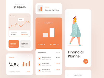 Monthly Budgeting Mobile App app app design bank bank app budget dashboard e wallet finance financial financing illustration mobile mobile app money statistics wallet