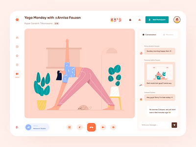 Exercise Virtual - Yoga Meditation Website dashboard exercise exercises fitness health illustration landing page meditation mental health sport video call web web design website website design wellness workout yoga yoga pose yoga virtual