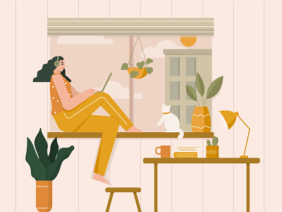 Woman relaxing illustration