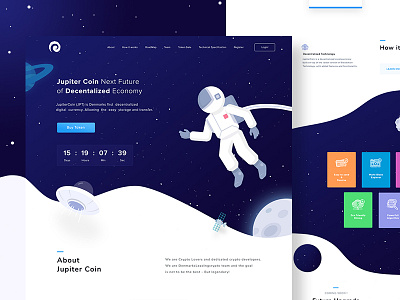 JupiterCoin - Homepage astronout bitcoin homepage ico uiux illustration jupiter landingpage planet space website