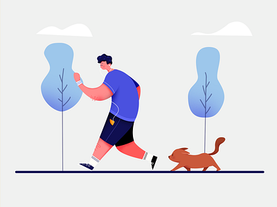 Running with my dog 🐘 branding clean dog illustration landing page minimalist modern running running man ui