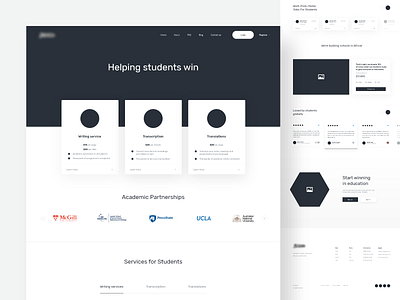 Academic website - wireframe academic branding dashboard donation homepage landing page school student university website