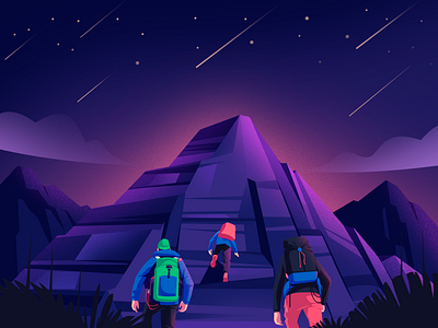⛰ Climb the mountain past the valley ⛰ dark dashboard design illustration landing page mountain illustration mountains night valley website