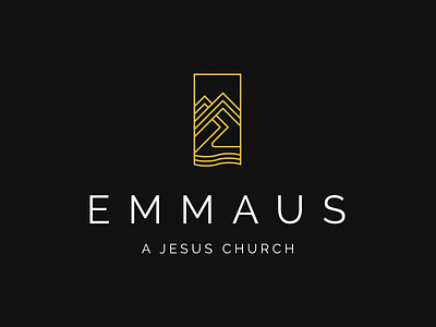 Emmaus Logo christian church logo mountains nc path river sea