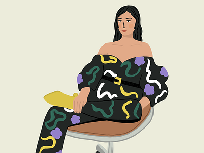Mara Hoffman Fashion Illustration-Yellow lines sheila han
