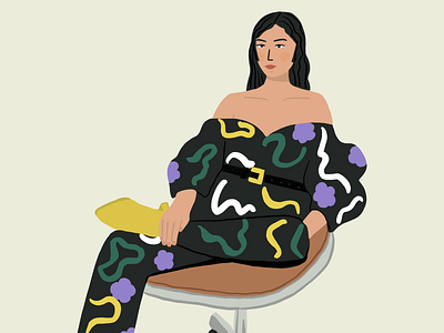 Mara Hoffman Fashion Illustration-Yellow