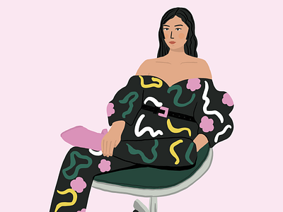 Mara Hoffman Fashion Illustration-Pink sheila han