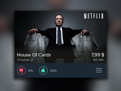 TV Show Card Dark tv television content illustrator ui user interface icons green red blur german tv second screen