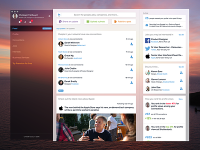 LinkedIn Mac App Concept app blur cards concept design linkedin mac mockup template ui ux vibrancy