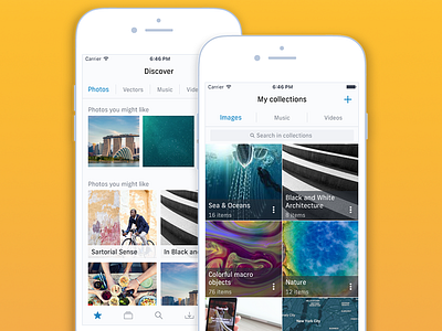 Shutterstock iOS Design Concept - Discover & Manage