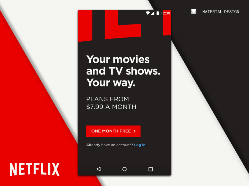 Netflix for Android ux concept sketch google md material design app interface ui netflix android