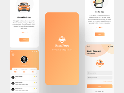 RidePool app design cab cab booking cab booking app creative minimalist mobile pool simple ui taxi taxi booking uber ui ui design ux
