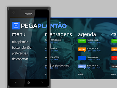 Pega Plantão WP app blue pega plantão windows phone