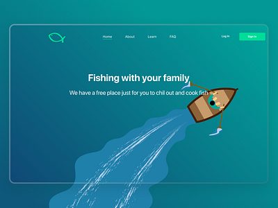 Fishing authtetic blue family fishing green illustration landing page ui ux