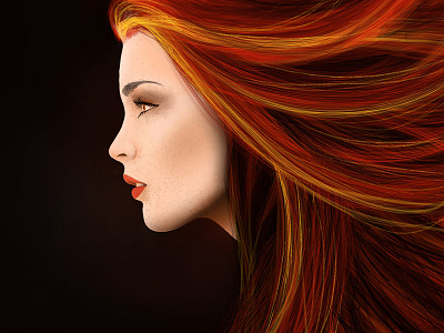 Fire Lady analogous fire flame girl hot lady orange portrait procreate red woman yellow