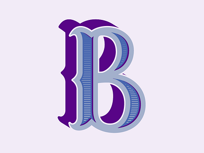 B Drop-cap analogous b blue custom drop cap lettering monogram purple