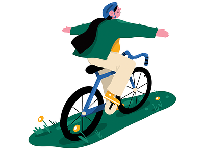 Cycling bike cycling cyclist digital editorial illustration procreate spot woman