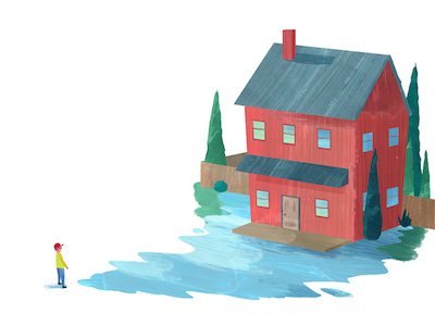 The Blue acrylic book childrens digital house illustration kids narrative painting