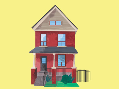 New House acrylic collage digital house illustration painting