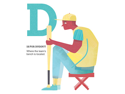 D is for Dugout alphabet baseball book design dugout illustration lettering