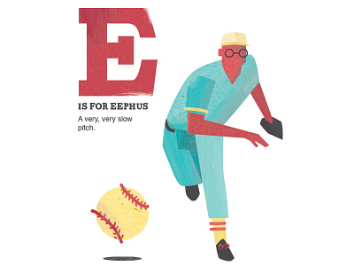 E is for Eephus alphabet baseball design eephus lettering letters screenprint