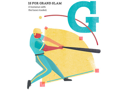 G is for Grand Slam alphabet baseball design illustration lettering