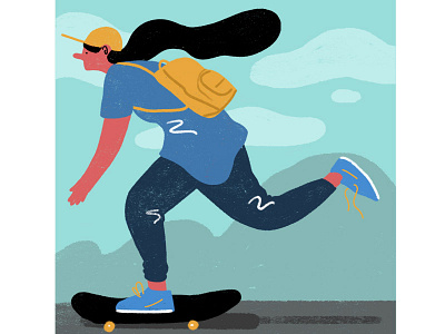 Skateboard Lady character design childrens books editorial illustration kids