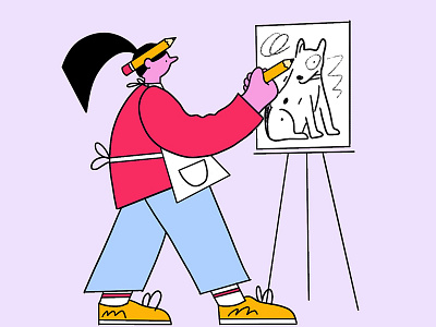 Dog Artist artist character creative design dog icon illustration portrait