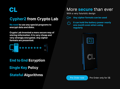 Landing page: Cypher 2 from Crypto Lab 3d about alanhart black blue black white blue black box branding dark design futuristic graphic design motion graphics page product theme ui ux vector white black