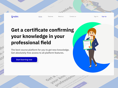 Landing page: Grades - online courses with certification
