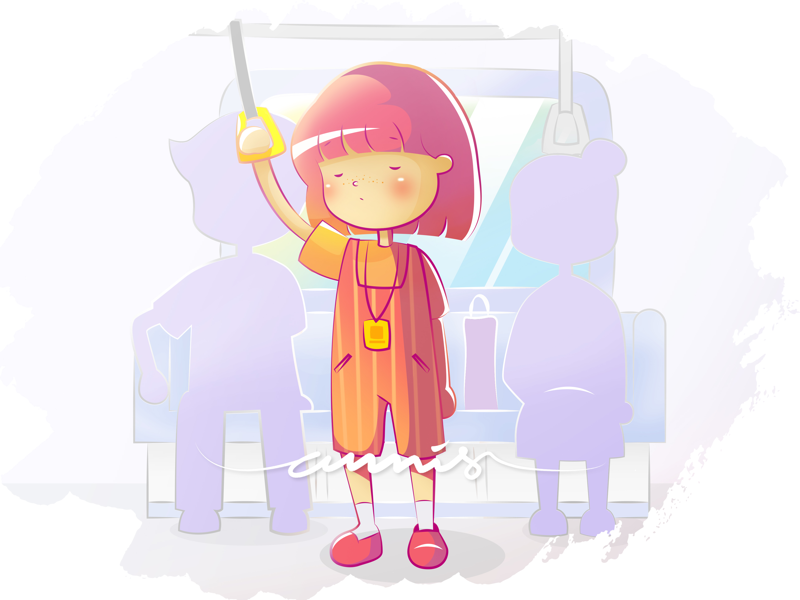 Sleepy girl in a bus by Annis Aulia Zulfa on Dribbble