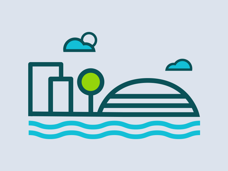 Riverwalk Icon riverwalk vector icon branding design illustration