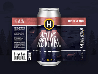 Archaic Revival Hazy IPA beer label craft beer design illustration package design ufo vector