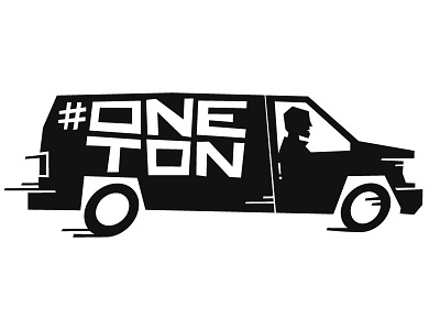 One Ton black branding fast heavy illustration logo van