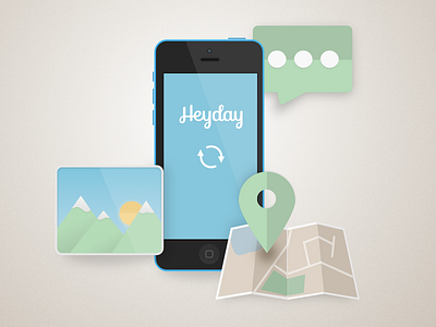 Heyday 1.2 flat heyday icons illustration iphone map sync