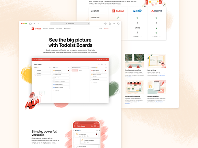 Todoist Boards Landing Page app kanban boards live marketing productivity project real task management todo todoist web design