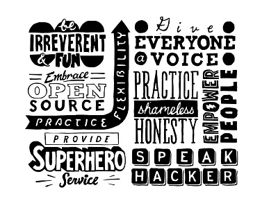Company Values Mural for Dreamhost broadsheet illustration mural typography values