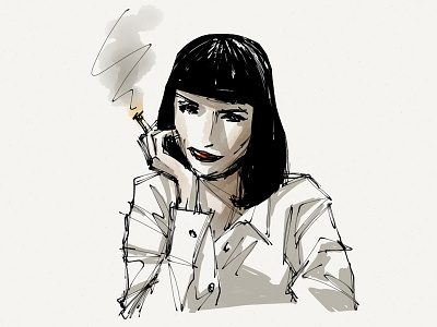 Mia illustration mia pulp fiction sketch smoke tarantino wallace