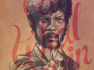 Say What Again drawing illustration jules pulp fiction sam jackson typography