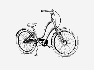 Bike Illustration bike branding design illustration label townie vector wine bottle