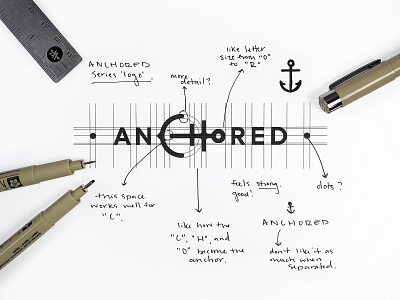 Anchored Logo anchor anchored branding design icon illustration logo sketch vector