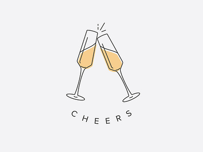 Cheers! champagne design icon illustration logo type vector