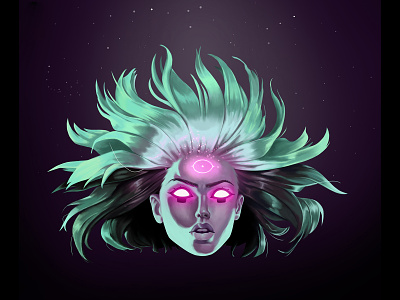 The Third EYE artist artwork color colors design digital digital art digital artist digital painting eyes face green illustration paint portrait print printing purple third third eye