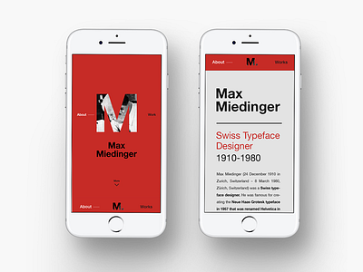 Font Designer Max Miedinger's Site design responsive site
