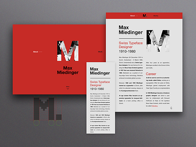 Font Designer Max Miedinger's Site design responsive site