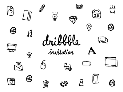 Dribbble invites for you! (11.25) clean design dribbble flat handdrawn icon illustration interface invite lettering sketch ui