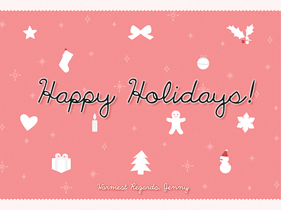 Happy Holidays! card characters christmas festival icons pink typography xmas